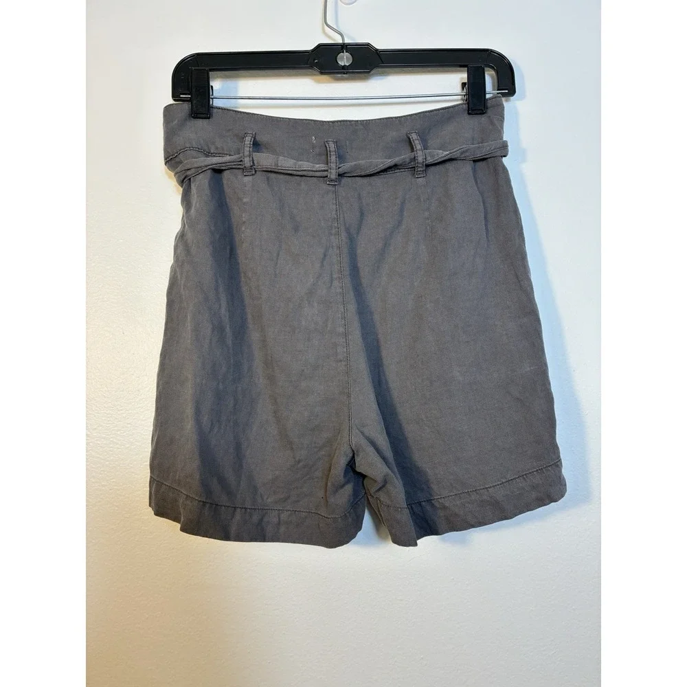 faherty Arlie Faded Black‎ Linen Blend High Waist Shorts Sz Small Belted Pockets
